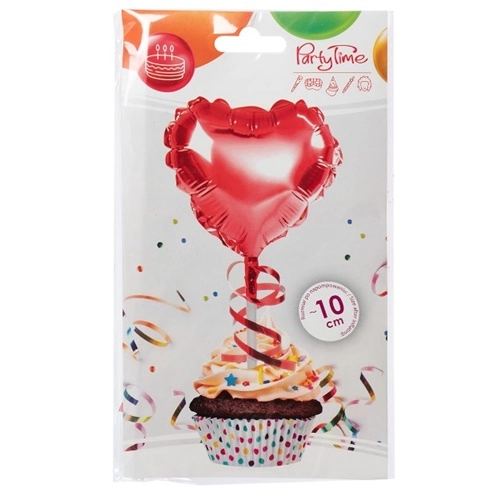 Balon foliowy na patyku serce walentynki czerwony babeczki